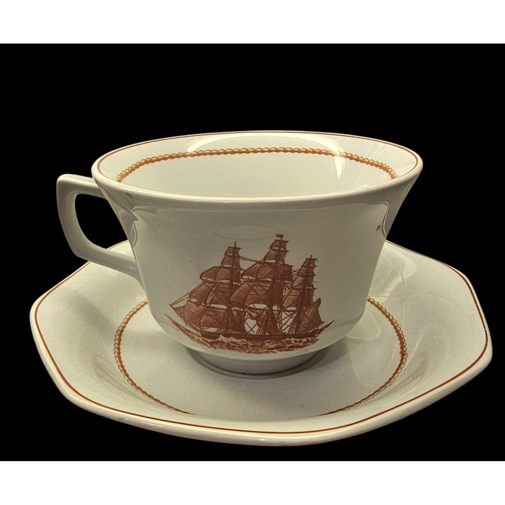 Wedgwood Flying Cloud Cup and Saucer, Rust, OVERSIZE,  British Sailing Ship